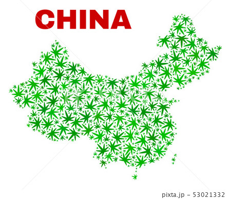 Hemp Leaves Collage China Map Hemp Leaves Collage China Map 53021332