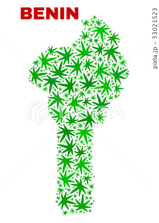 Cannabis Leaves Mosaic Benin Map 53021523