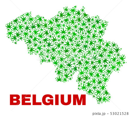 Cannabis Leaves Collage Belgium Map 53021528