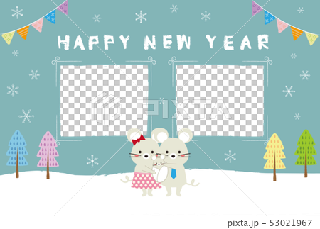 2020 photo frame new year's card birth report blue 2020 photo frame new year's card birth report blue 53021967