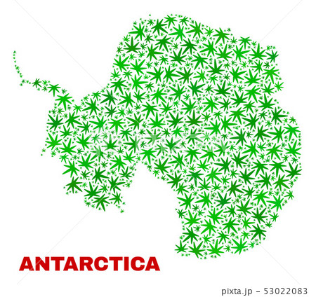 Hemp Leaves Mosaic Antarctica Continent Map 53022083