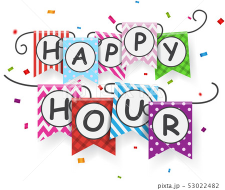 Happy hour with bunting flags Happy hour with bunting flags 53022482