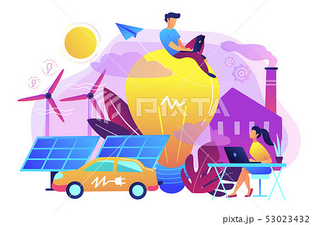 Smart energy and power systems IoT smart city concept vector ill 53023432