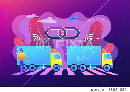 Truck platooning concept vector illustration. 53024022