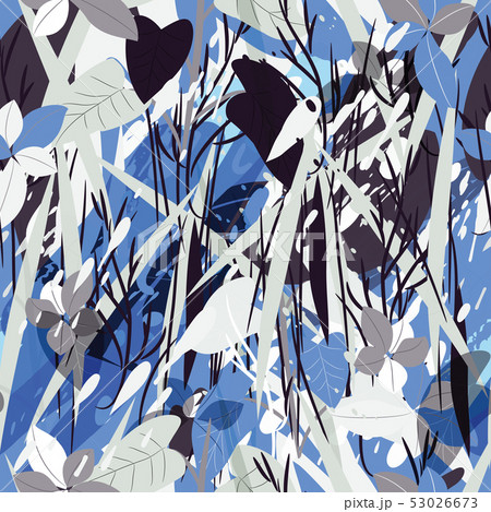 Military camouflage texture with trees, branches, grass and watercolor stains 53026673