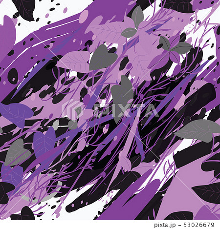 Military camouflage texture with trees, branches, grass and watercolor stains 53026679