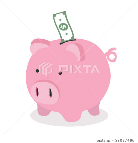 Piggy bank with dollar banknote vector Piggy bank with dollar banknote vector 53027496