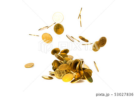 Movement of falling gold coin, flying coin, rain 53027836