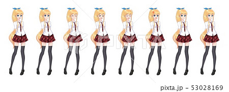 Anime manga schoolgirl plaid red skirt tie pattern 53028169