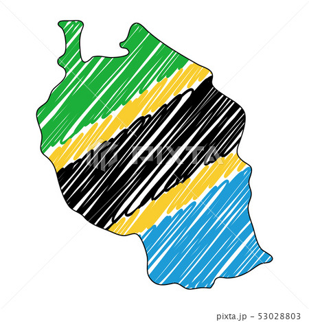 Tanzania map hand drawn sketch. Vector concept illustration flag, childrens drawing, scribble map Tanzania map hand drawn sketch. Vector concept illustration flag, childrens drawing, scribble map 53028803