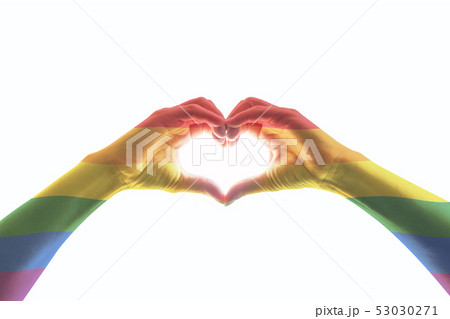 LGBT community concept with rainbow flag on hands LGBT community concept with rainbow flag on hands 53030271