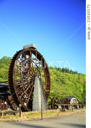 新緑と五連水車 53030575