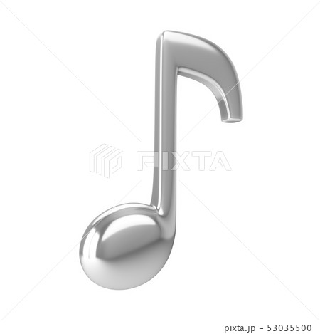 3d Rendering Silver Music Note Isolated On Whiteのイラスト素材