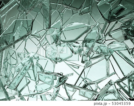 Pieces of transparent glass broken or cracked 53045359
