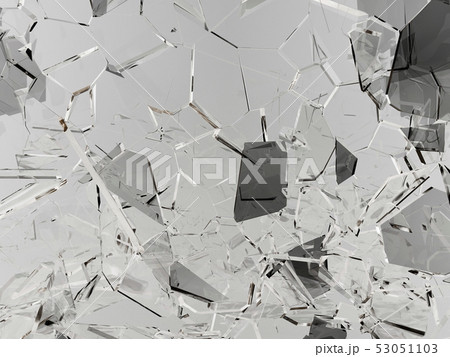 Pieces of glass broken or cracked on black Pieces of glass broken or cracked on black 53051103