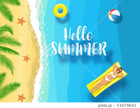 Hello Summer message on marine background. Hello Summer message on marine background. 53079642