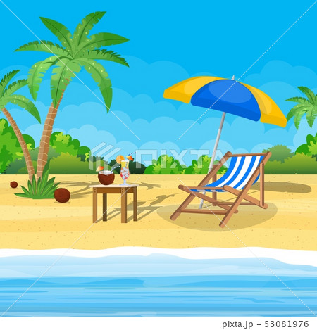 Landscape of wooden chaise lounge, 53081976