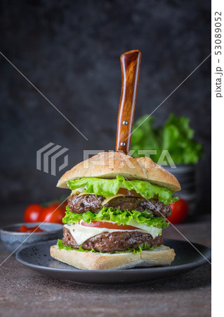 Hamburger with beef meat Hamburger with beef meat 53089052