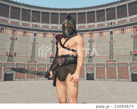 Thracian gladiator in the colosseum in Rome 53094874