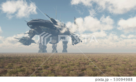 Huge spacecraft in a landscape 53094988