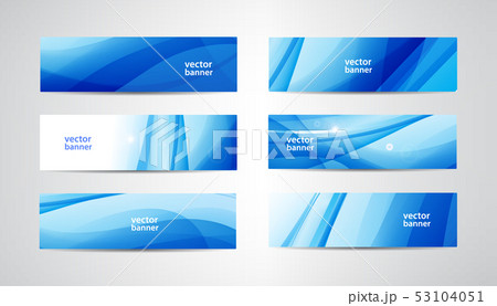 Vector abstract flow wavy banners set. Water, stream, energy stream horizontal backgrounds. Wave 53104051