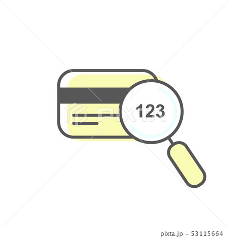 CVV code icon sample - credit card and magnifying 53115664