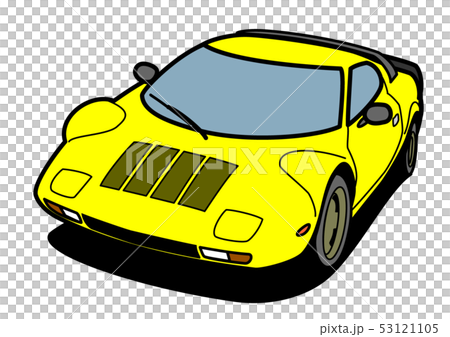 イタリアンヒストリッククーペ　黄色　自動車イラスト 53121105