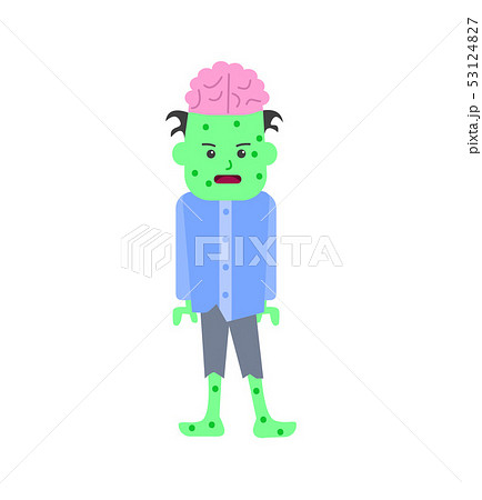 Cartoon Halloween Kid Costume Green Monster. Vector Cartoon Halloween Kid Costume Green Monster. Vector 53124827