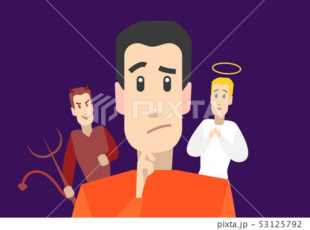 Cartoon Character Man with Angel and Devil on... - Stock Illustration  [53125792] - PIXTA