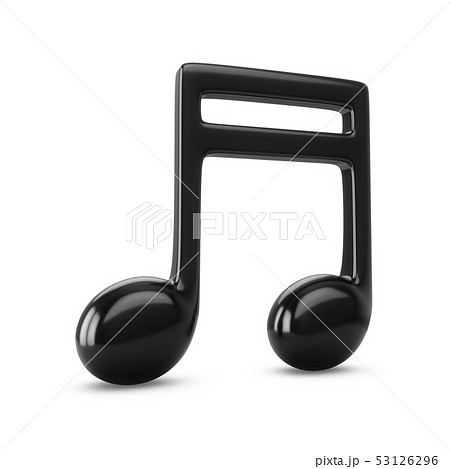 3d Rendering Black Music Note Isolated On Whiteのイラスト素材