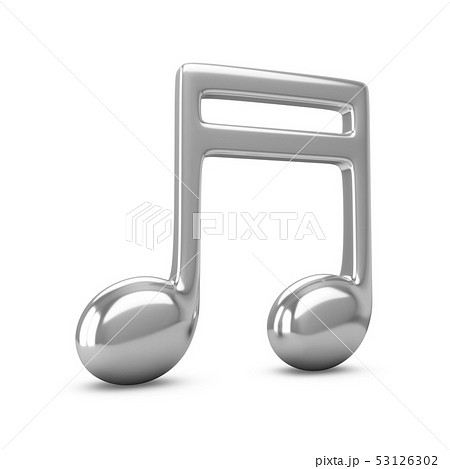 3d Rendering Silver Music Note isolated on white 53126302