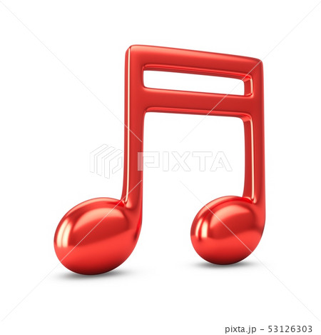 3d Rendering Red Music Note isolated on white  53126303