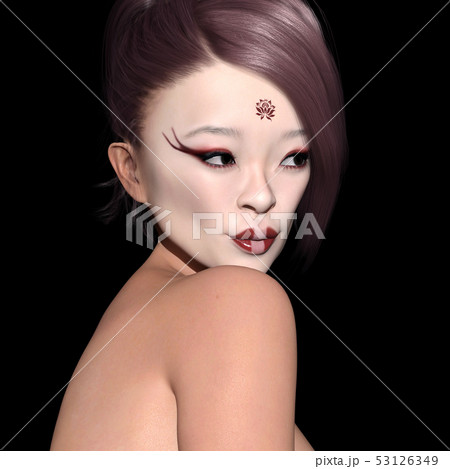 Portrait of a Japanese woman with makeup 53126349