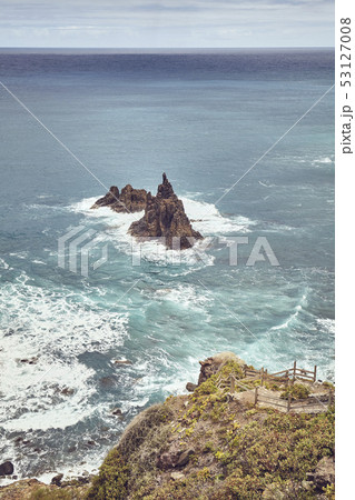 Viewpoint on Famous Benijo Rock, Tenerife, Spain. 53127008