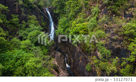 Aerial of Klong Plu waterfall, Koh Chang island 53127071