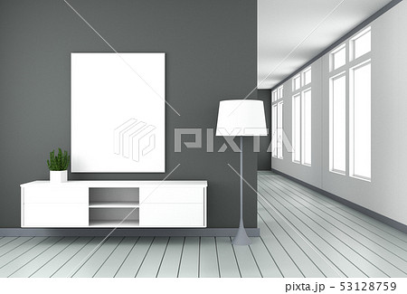 Tv cabinet in black modern room,minimal designs 53128759