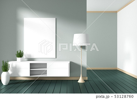 Tv cabinet in green modern room,minimal 53128760