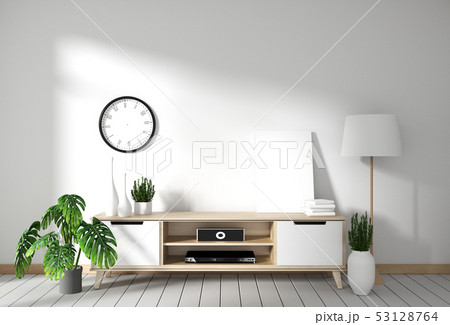 Tv cabinet in modern empty room Japanese 53128764