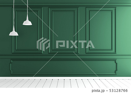 Empty luxury room interior with dark green wall  53128766