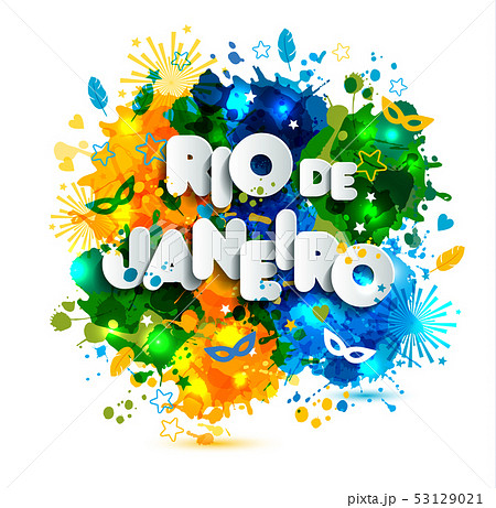 Brazilian flag, Brazil Carnival, watercolor 53129021