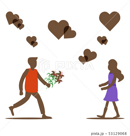 Man goes for date with woman Holiday greeting card Man goes for date with woman Holiday greeting card 53129068