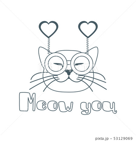Valentine's Day Cat in carnival glasses with heart Valentine's Day Cat in carnival glasses with heart 53129069
