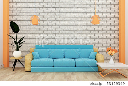 Loft interior mock up with sofa and decoration 53129349