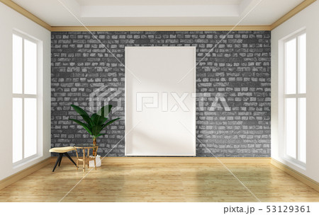interior design empty room gray brick wall 53129361