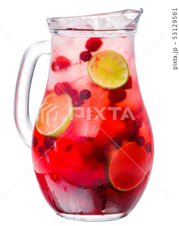 Iced cranberry lime drink pitcher, paths Iced cranberry lime drink pitcher, paths 53129561