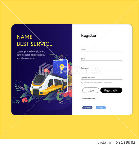 Web page design template for project delivery, transport, train. Modern vector illustration concepts 53129982