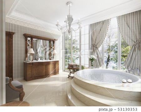 Bathroom in luxury neo-classical style with sinks 53130353