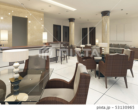 Modern design Breakfast room with rattan 53130965