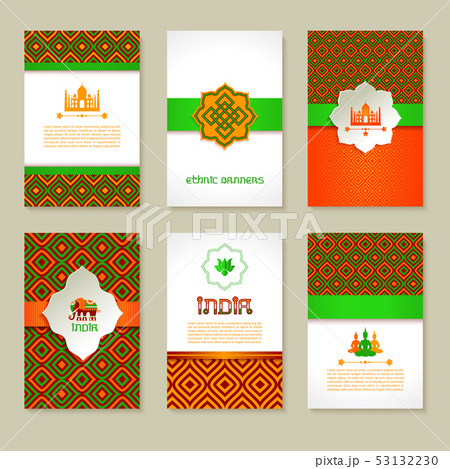 Set of ethnic Indian banners in national colors. Set of ethnic Indian banners in national colors. 53132230