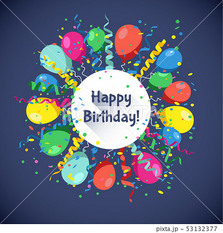 Happy Birthday card with multicolor balls, 53132377